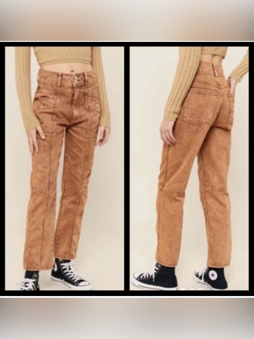BDG | Urban Outfitters Sofia Yoke Acid Washed High Rise Jeans Brown Size 24